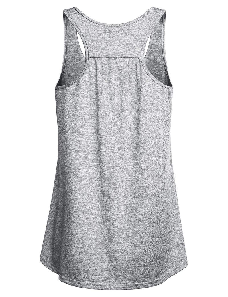 Miusey Womens Shirt,Flowy Racerback Tank Tops Juniors Summer Lightweight Fitness Cloth Scoop Neck Yoga Tanks Great Muscle Training Zumba Pilates Exercise Heather Grey M - Image 2
